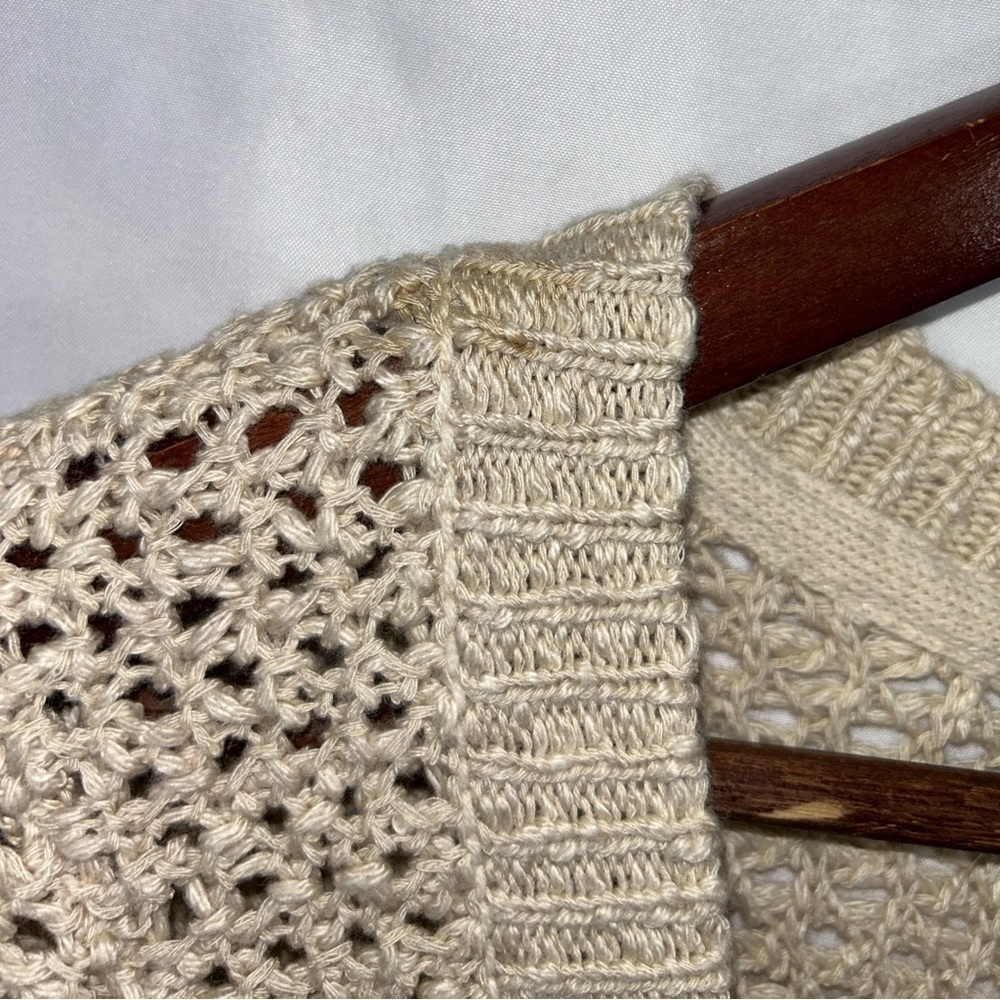 NEW Free People Crochet Knit Cropped Womens Button Down Sweater Cardigan Sz L - Picture 10 of 11